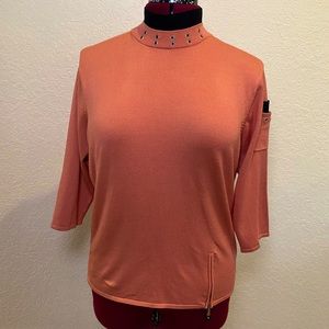 Jamie Sadock | Peach Turtleneck with Stud Detailing on Collar L 🍑🖤✨